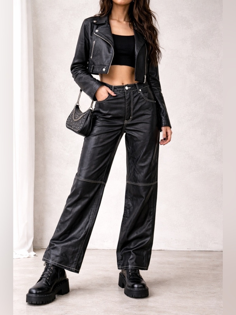 We The Free The It Factor Vegan Leather Pants Black, 8 Gorpcore Edgy Biker Moto